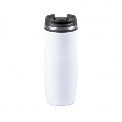 Термокружка біла з чорною кришкою з Вашим лого Davos (2505-08)