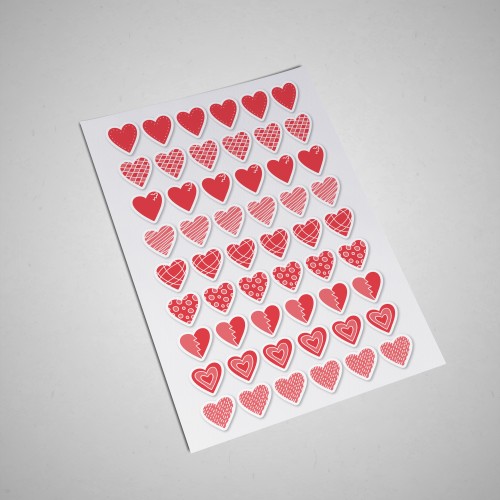 Наліпки фігурні Сердечка асорті 54шт. 40мм. (NL17)