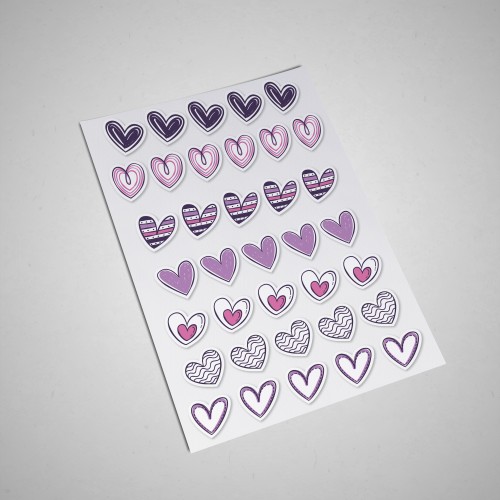 Наліпки фігурні Сердечка асорті 36шт. 40мм. (NL18)